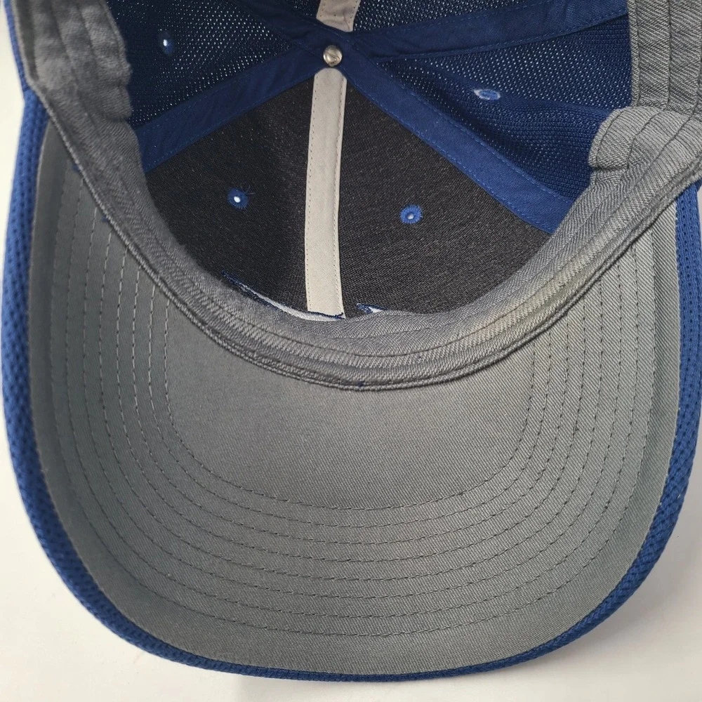 Nike Hat Fitted (Seems‎ S-M) Blue White Fit Dry Swoosh Logo Jersey Mesh Casual